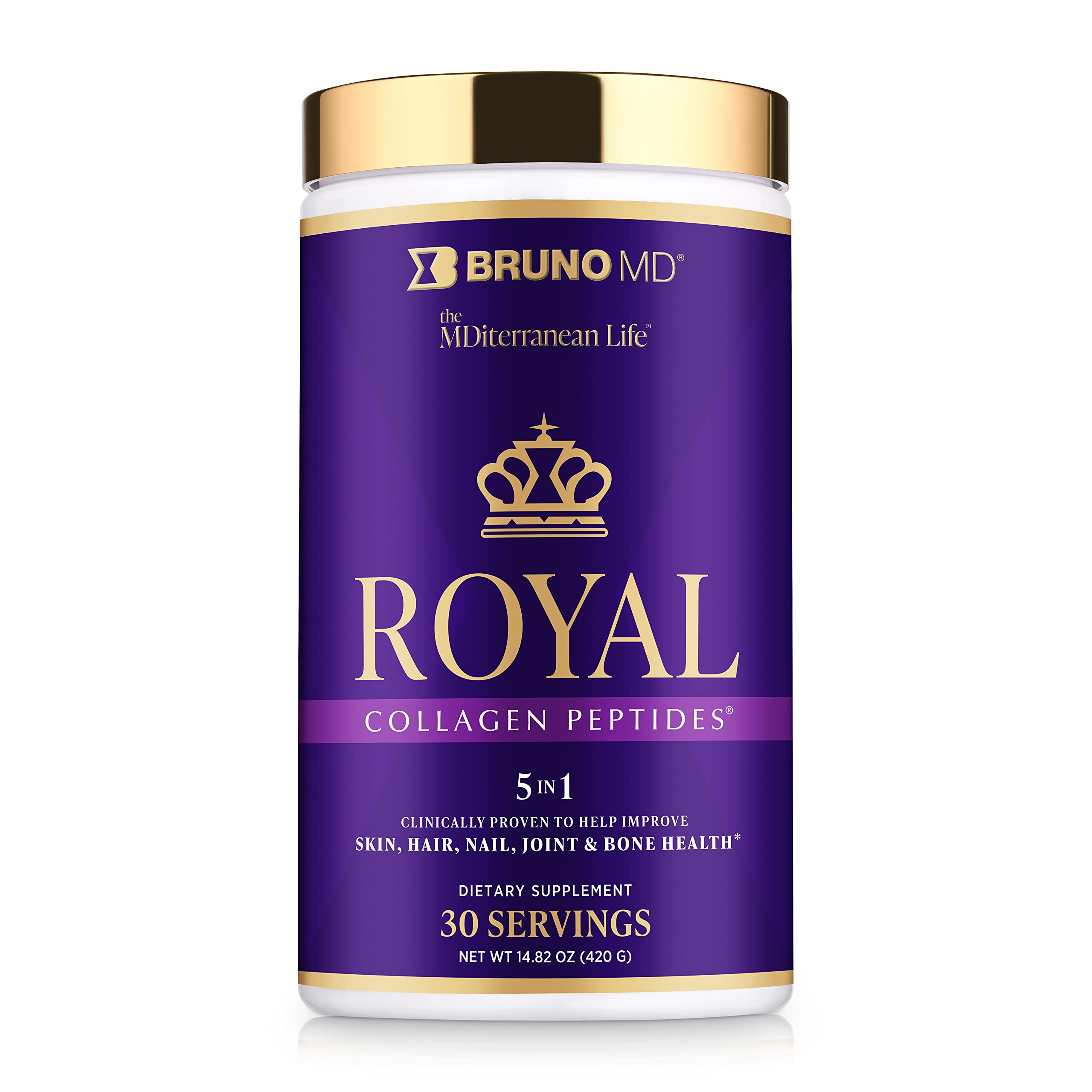 Bruno MD Royal Collagen Peptides en botella para cuidado de la piel