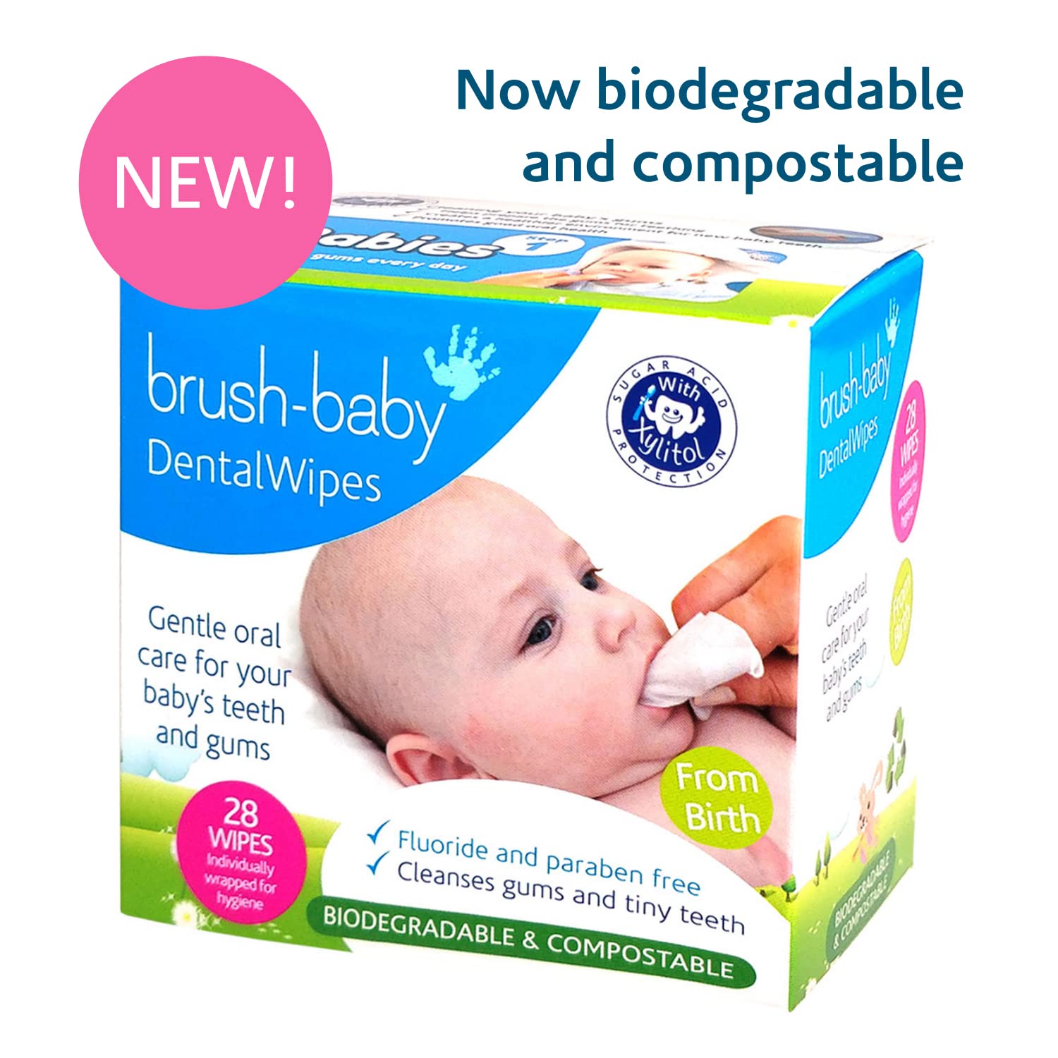 Brush Baby limpieza de encías dientes y lengua para boca más saludable.