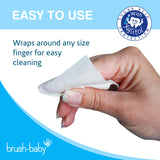 Brush Baby uso fácil con dedo para aplicación segura y rápida.