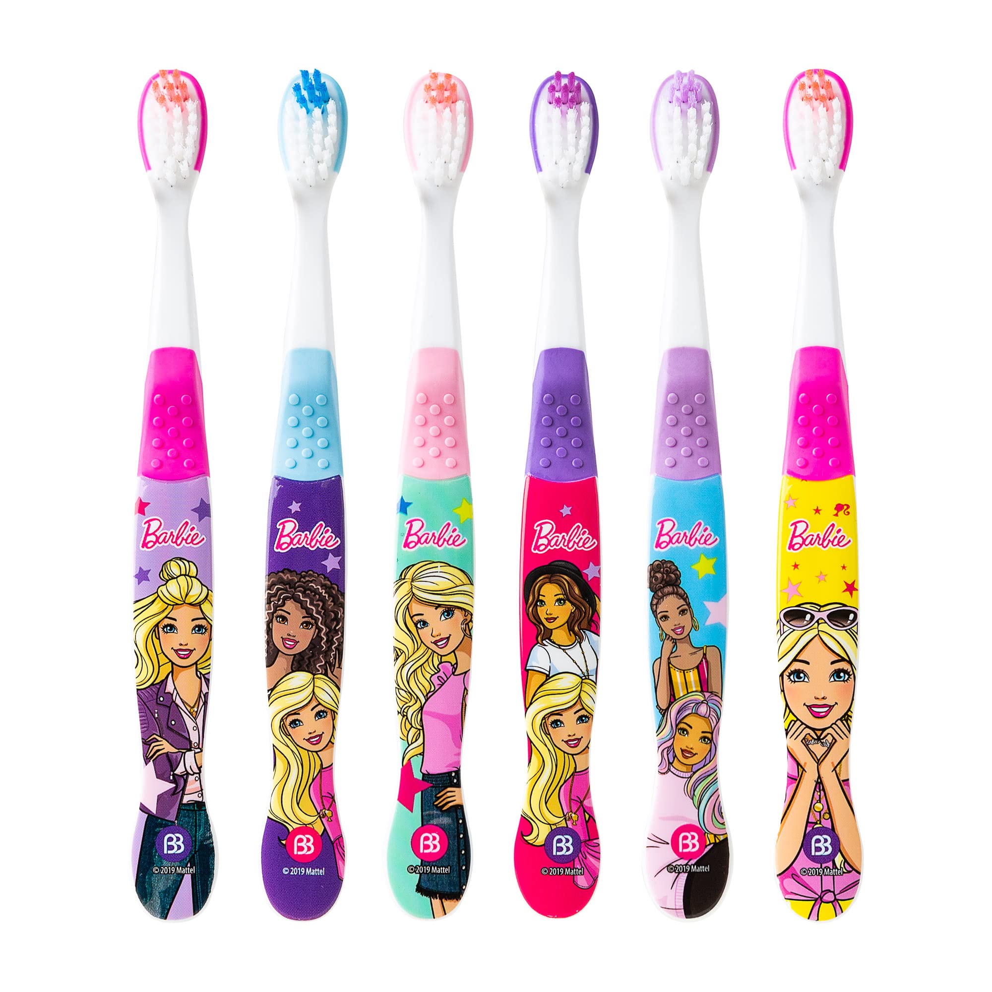 Brush Buddies Barbie cepillo infantil con cabeza redonda para limpieza suave.