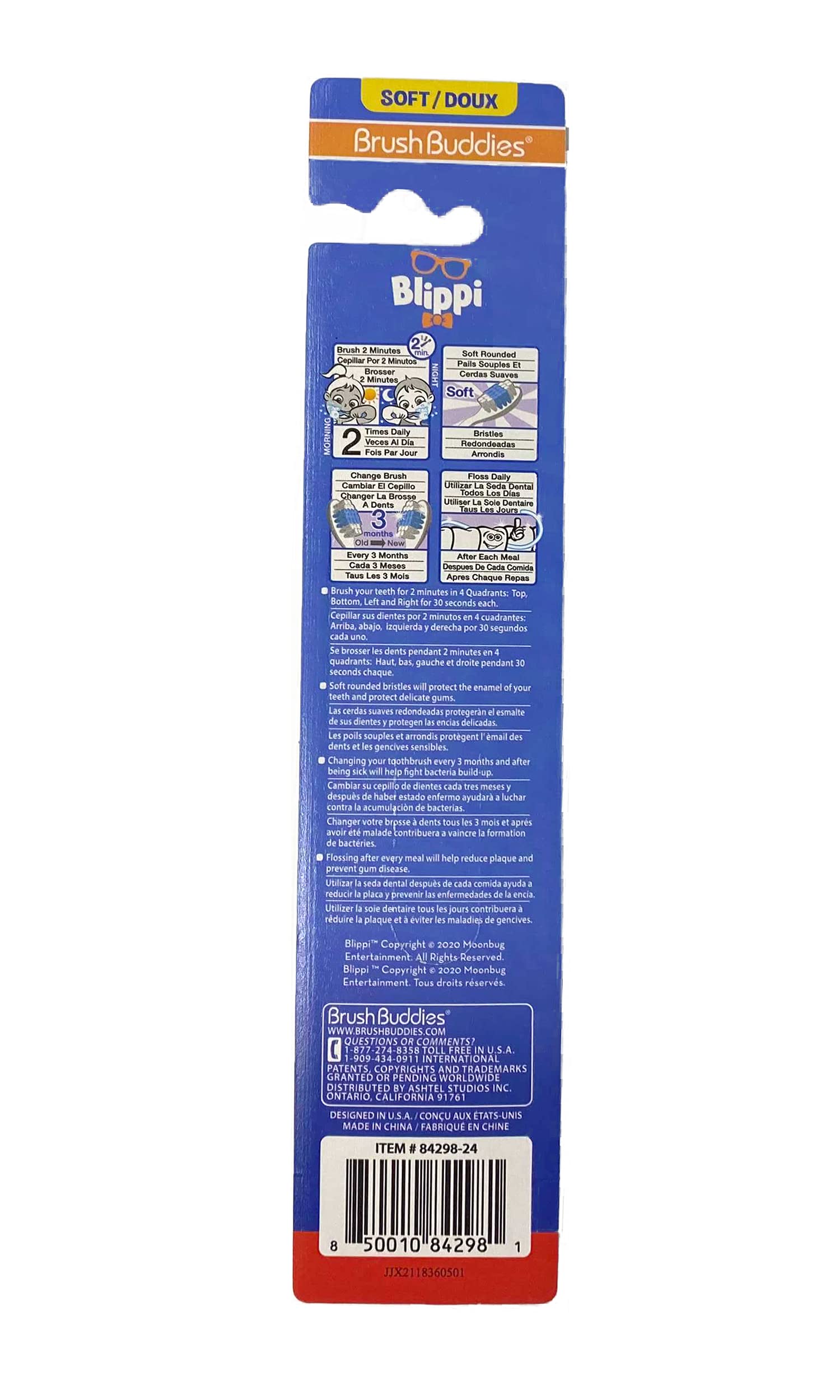 Diseño ergonómico de Brush Buddies Blippi para manos pequeñas