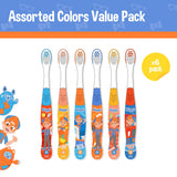 Paquete de seis cepillos de Brush Buddies Blippi para casa y viaje.