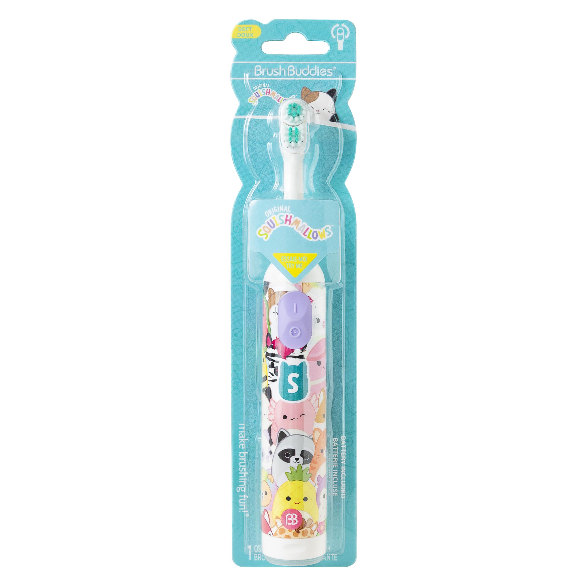 Brush Buddies cepillo eléctrico con Squishmallows y cabezal rotatorio 360° para limpieza suave