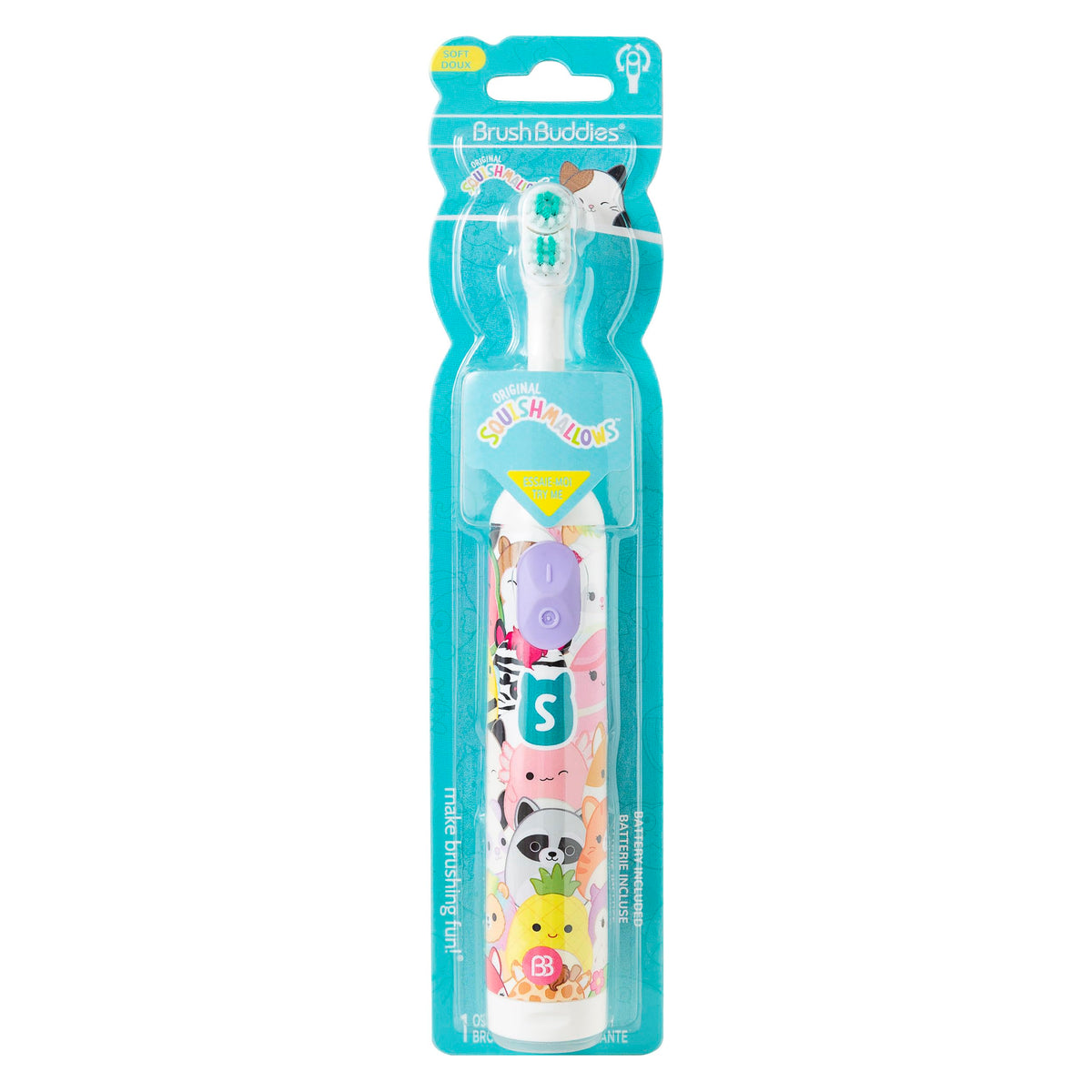 Brush Buddies cepillo eléctrico con Squishmallows y cabezal rotatorio 360° para limpieza suave