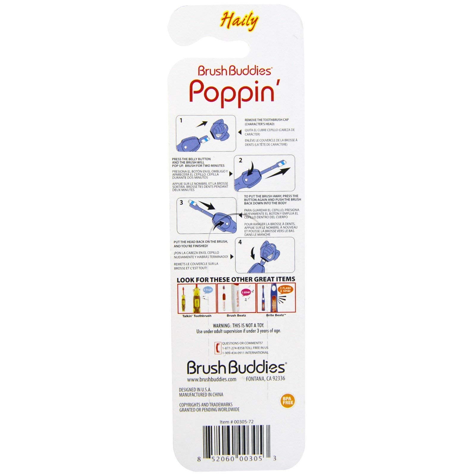 Brush Buddies Haily, apertura fácil para juego diario de cepillado