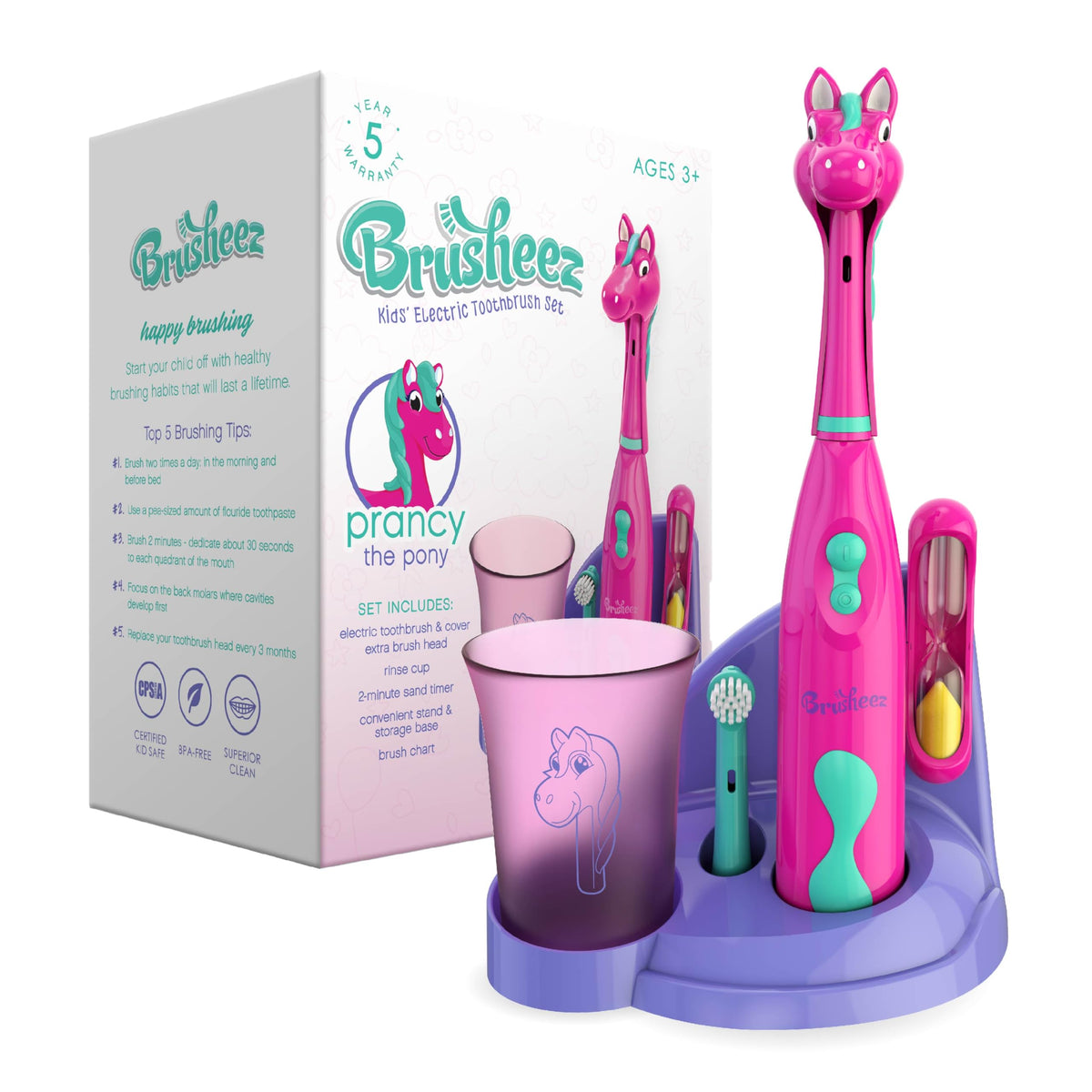 Cepillo eléctrico Brusheez para niños Prancy el Pony, cepillado suave y divertido