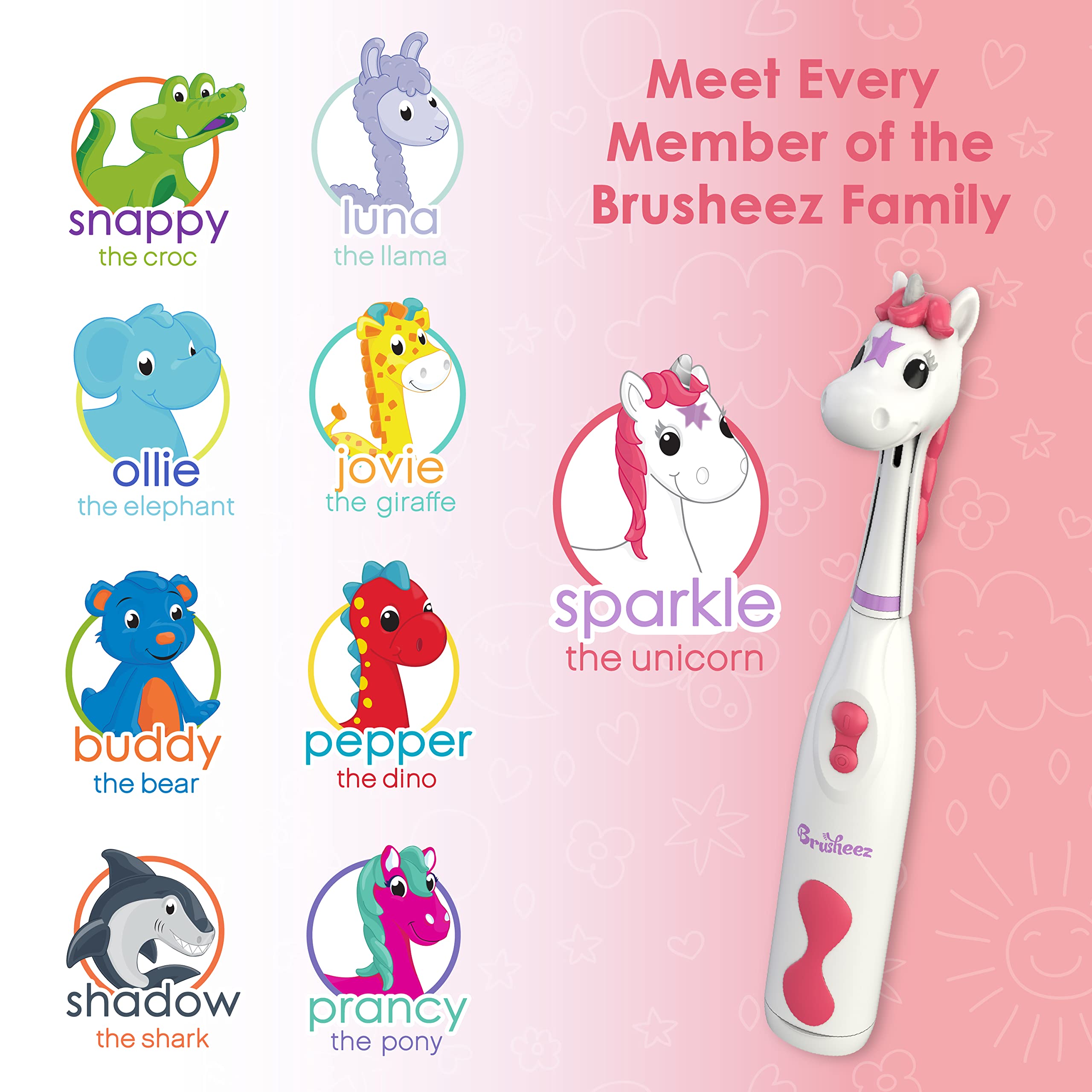 Niño usando Brusheez Sparkle: experiencia de cepillado divertida y segura.