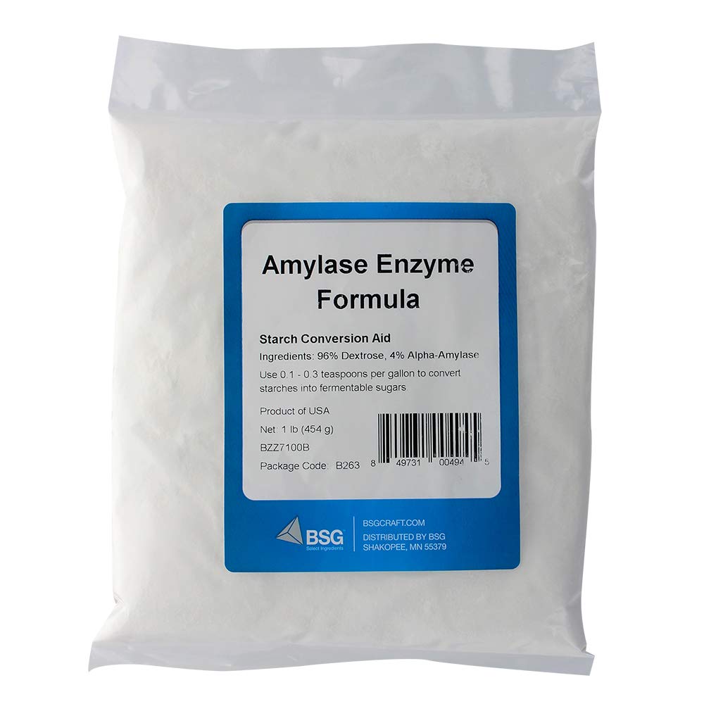 BSG Amilasa Enzima Fórmula 1 lb en etiqueta, facilita rastrear usos en procesos de cocción