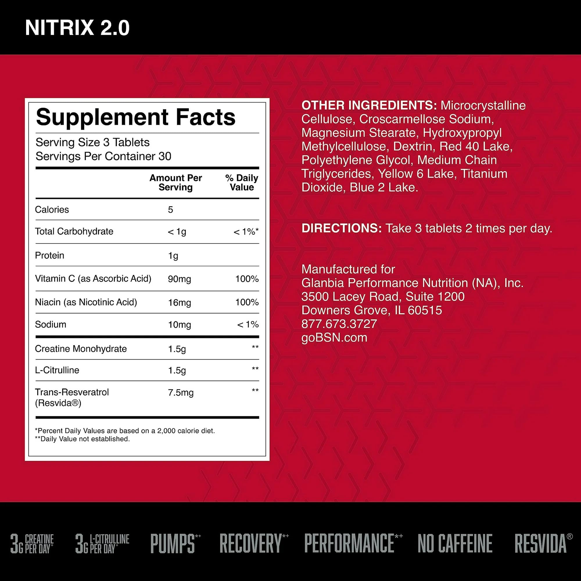 BSN NITRIX 2.0 tabletas para soporte de esfuerzo sostenido