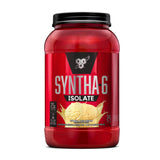 BSN SYNTHA-6 ISOLATE en envase, polvo de proteína de vainilla helado para recuperación suave.