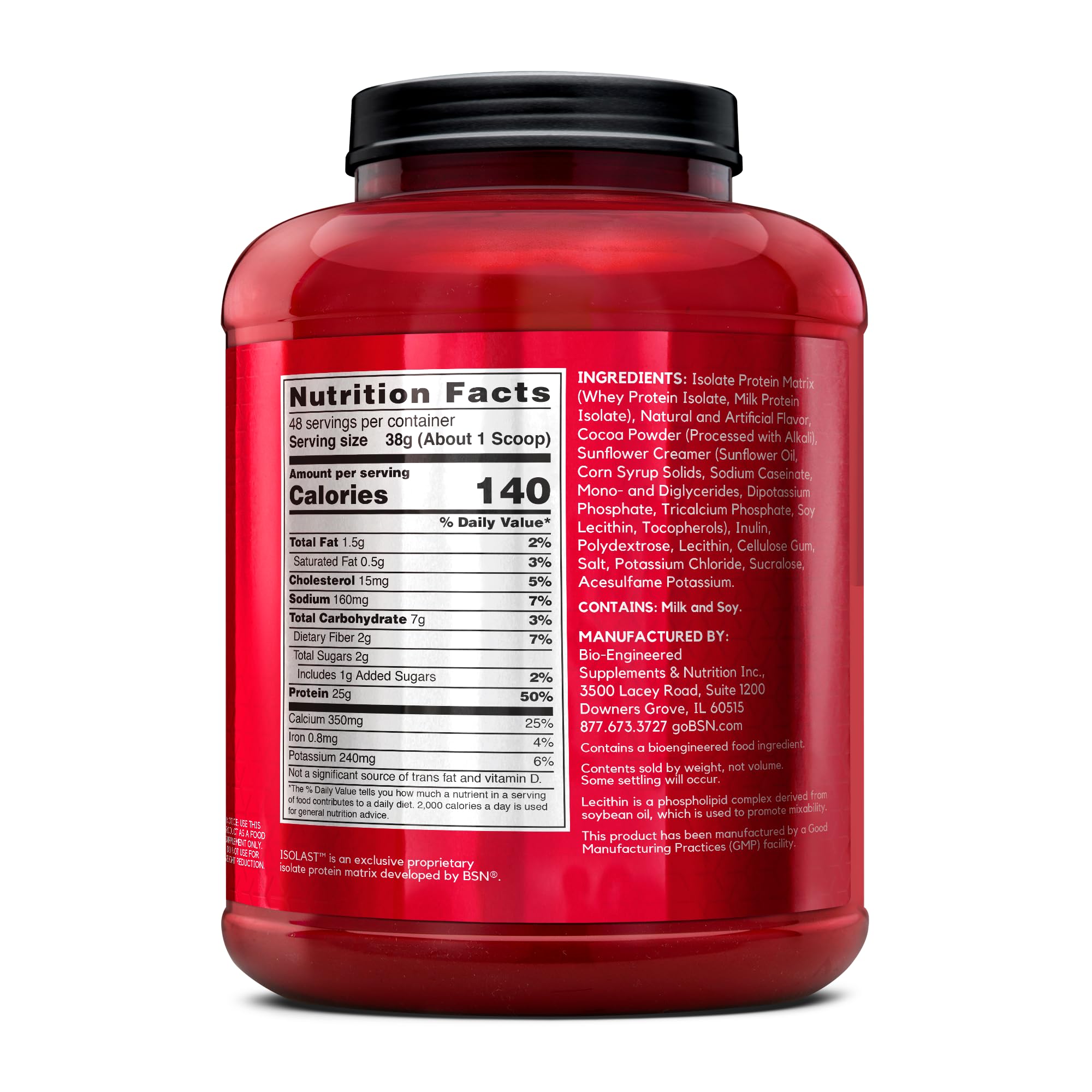 Sabor chocolate BSN SYNTHA-6 ISOLATE para satisfacción al beber.
