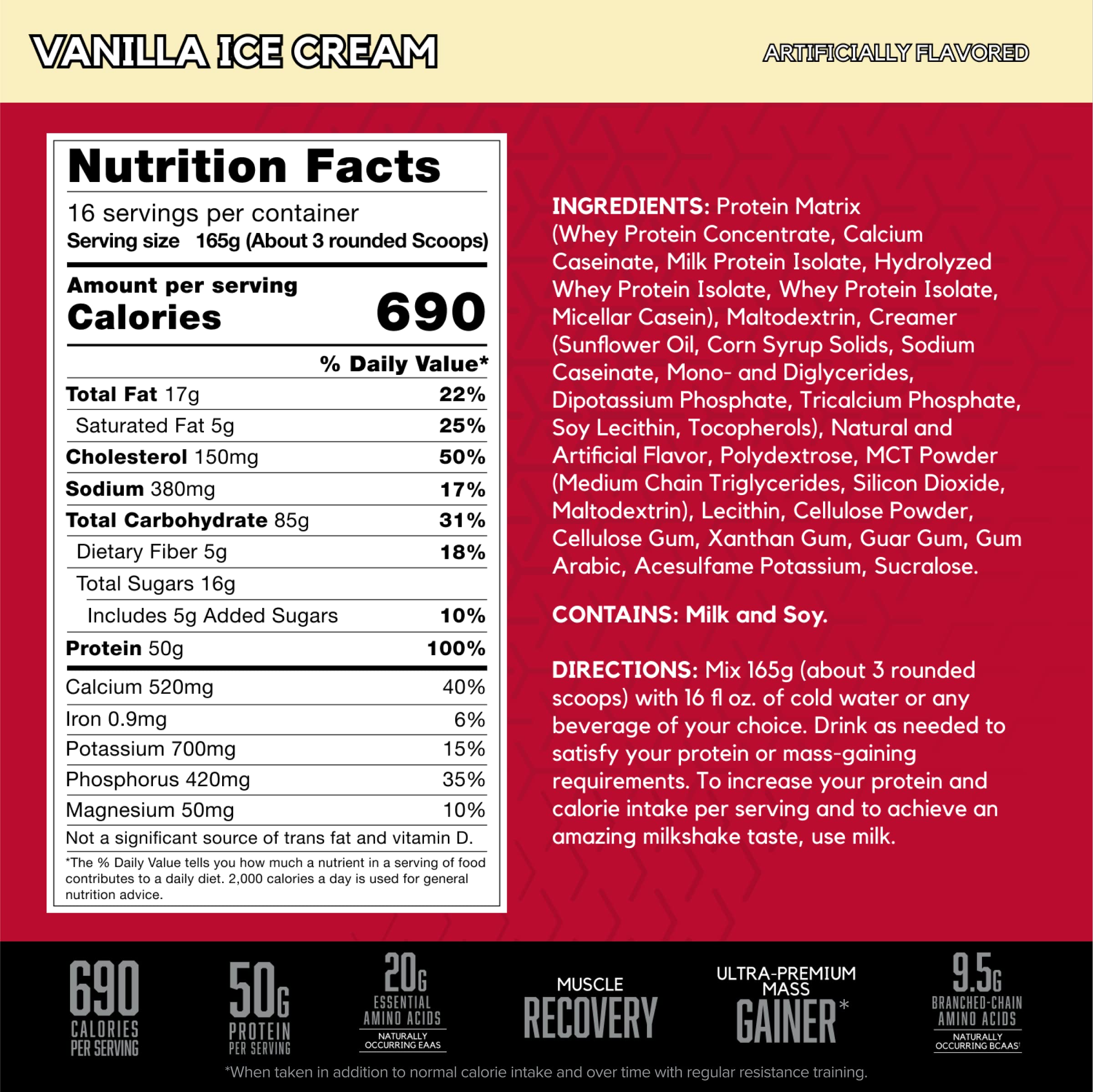 Proteína ultra premium de BSN TRUE-MASS para desarrollo muscular diario.