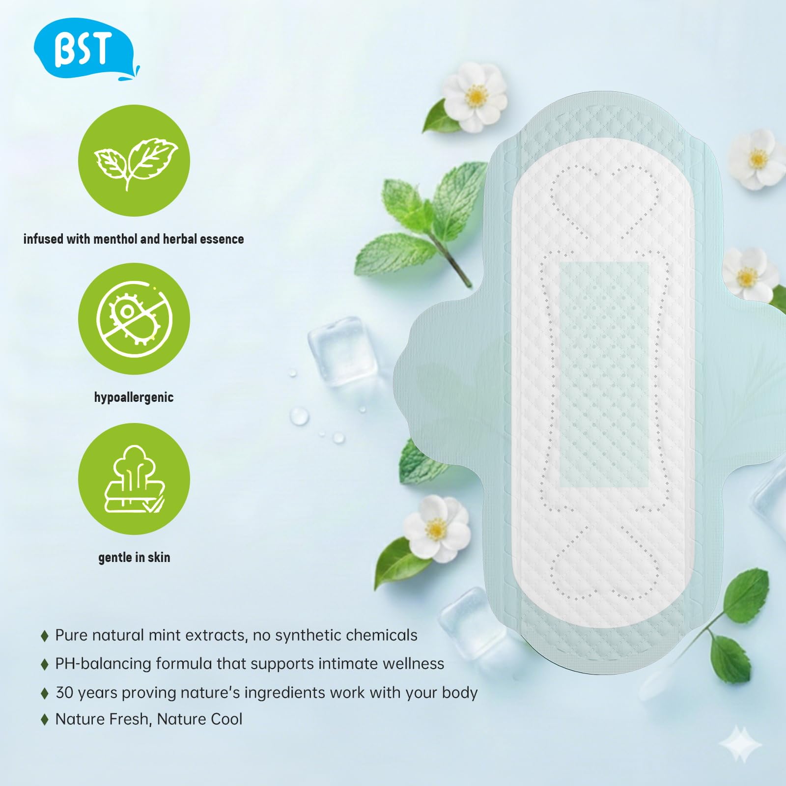 BST Mint Fresh Daily: alas adhesivas que evitan movimientos y deslizamientos.