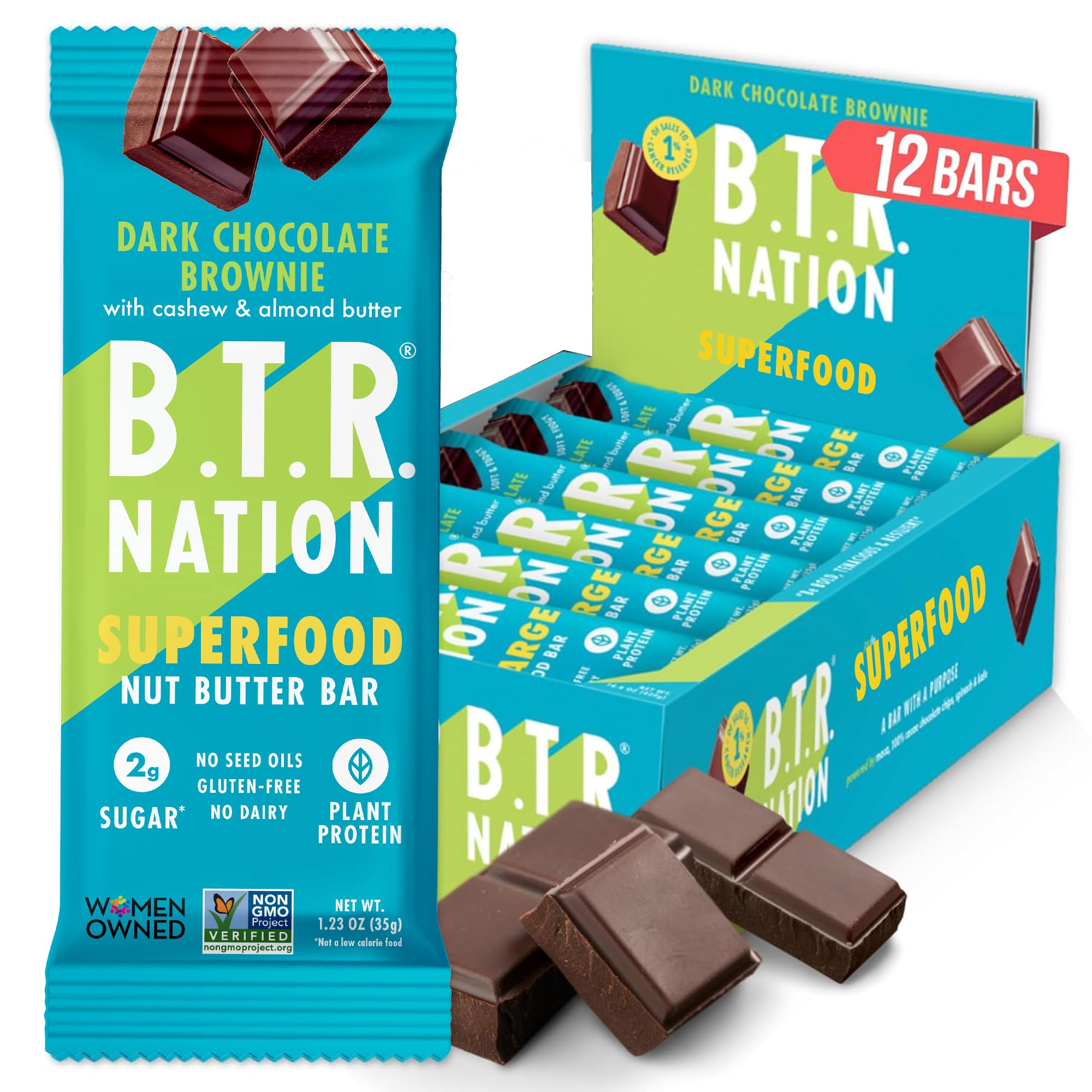 B.T.R. Nation Keto barra proteina-oscuro-chocolate: snack bajo en carbohidratos.