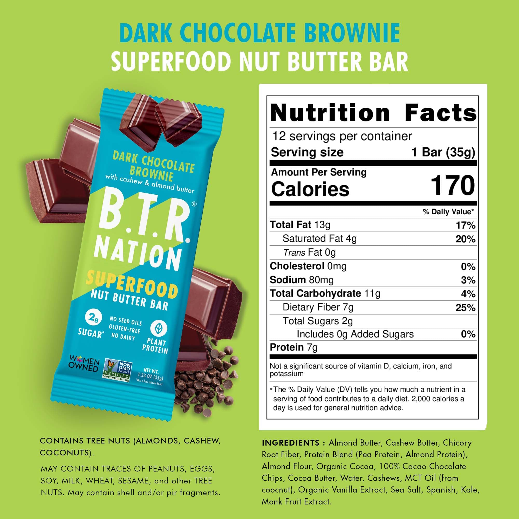 B.T.R. Nation Keto barra-vegan-superfoods: energía con ingredientes vegetales.