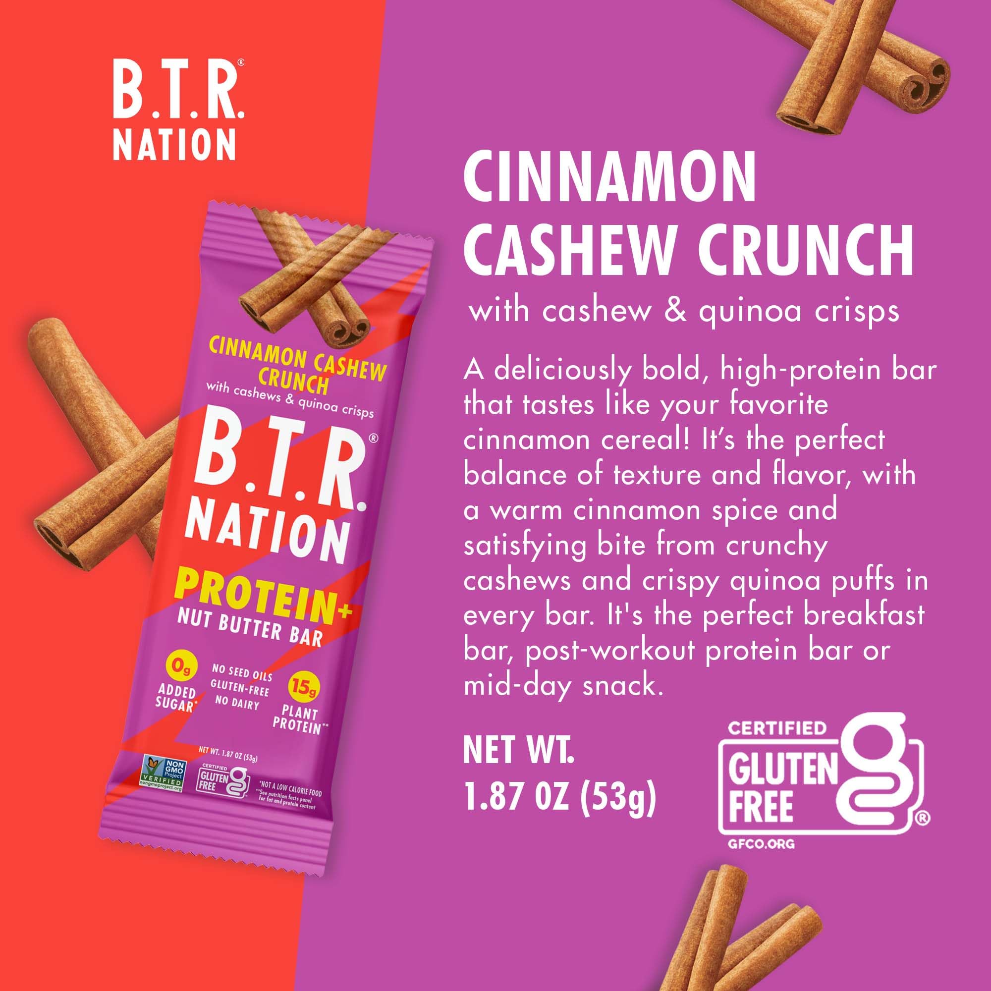 B.T.R. Nation barra fibra prebiótica para digestión suave y plenitud