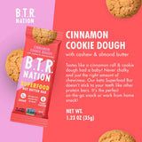 B.T.R. Nation Barra Cetogenica Masa de galleta con canela, corte visible para porciones faciles de consumir.