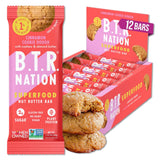 B.T.R. Nation Barra Cetogenica Masa de galleta con canela, empaque práctico para snack en movimiento.