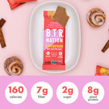 B.T.R. Nation Barra Cetogenica Masa de galleta con canela, sabor similar a canela y masa.