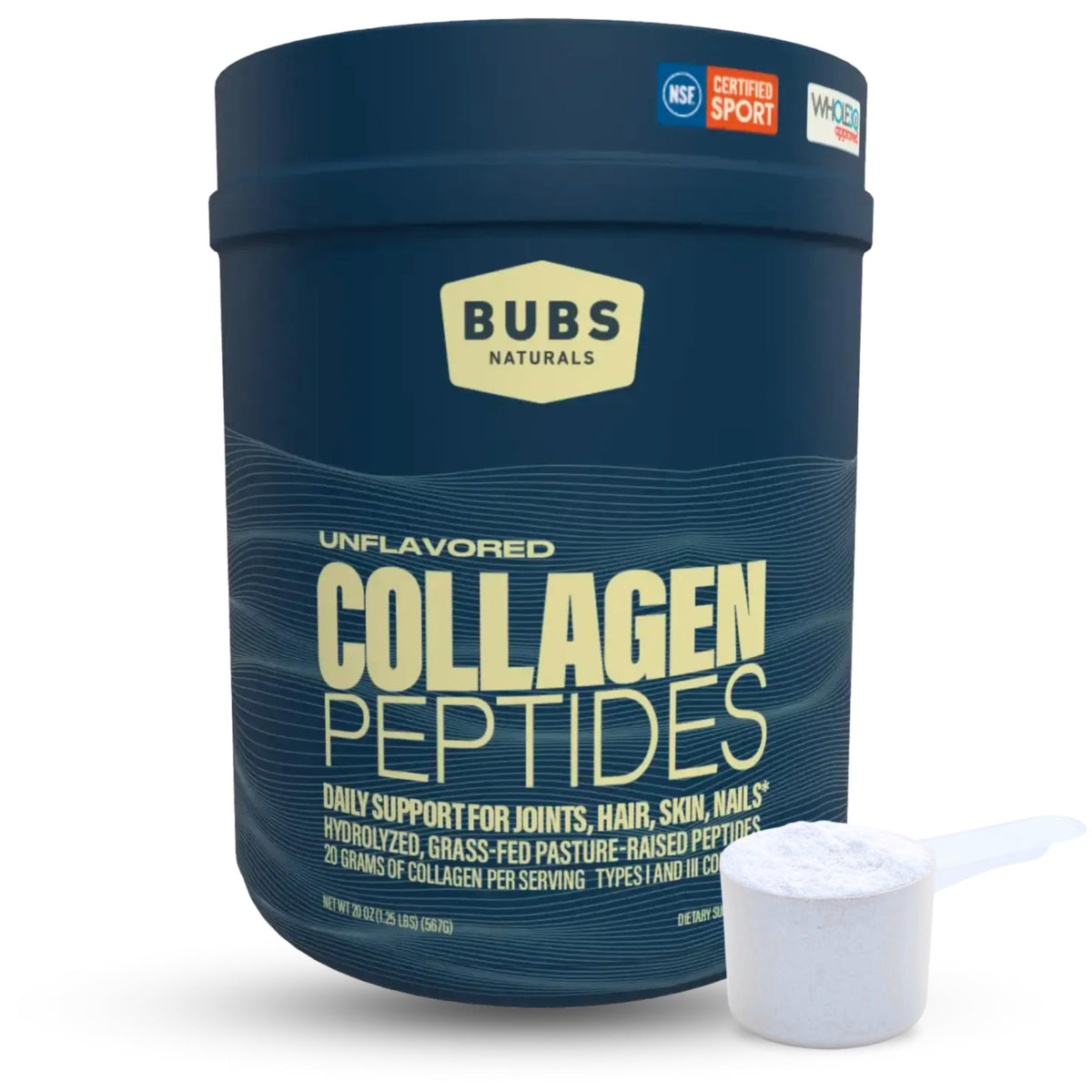 BUBS Naturals Collagen Peptides, polvo sin sabor listo para mezclar