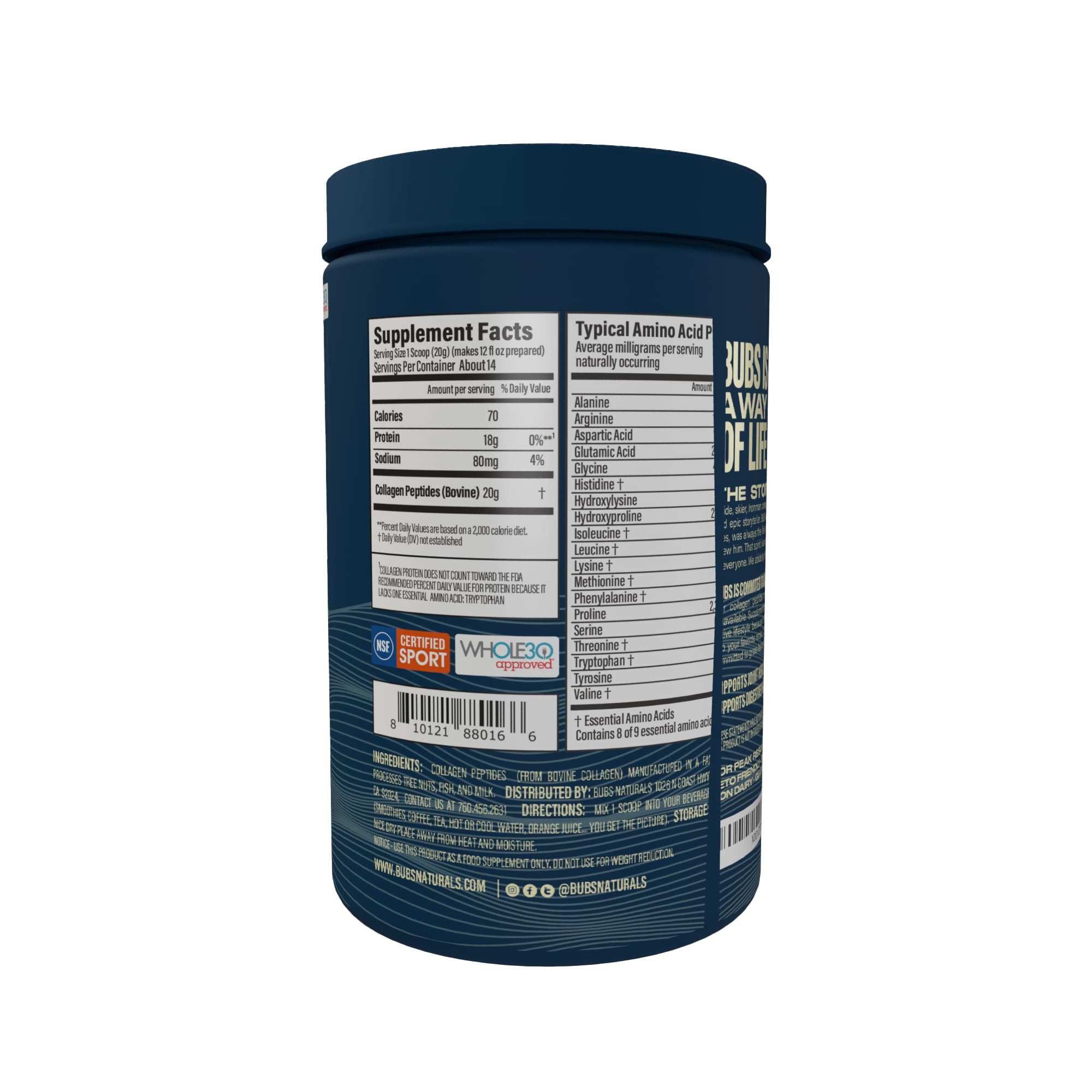 BUBS Naturals fortalece huesos con colágeno y aporte proteico