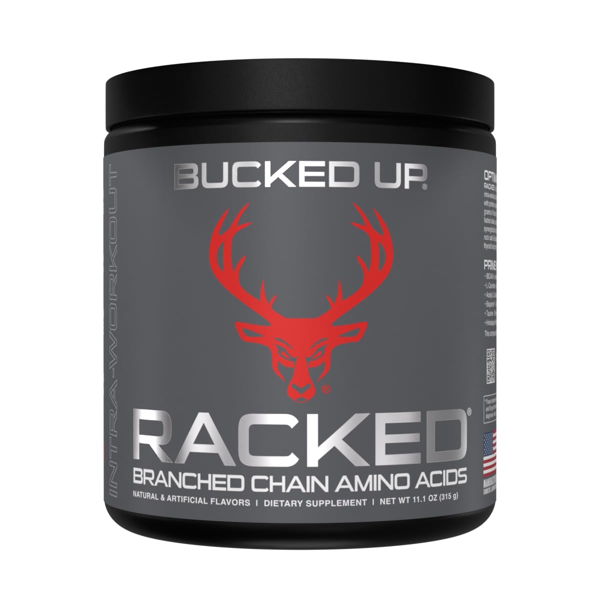 Bucked Up BCAA RACKED en frasco para recuperación muscular post entreno