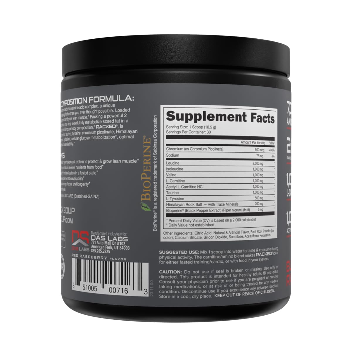 Bucked Up BCAA RACKED mezcla en vaso tras entrenamiento