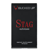 Bucked Up Stag Multivitamin etiqueta-frontal: presentación clara para soporte nutricional masculino.