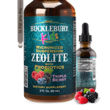 Bucklebury Liquid Zeolite para Niños, botella lista para consumo diario con probióticos.