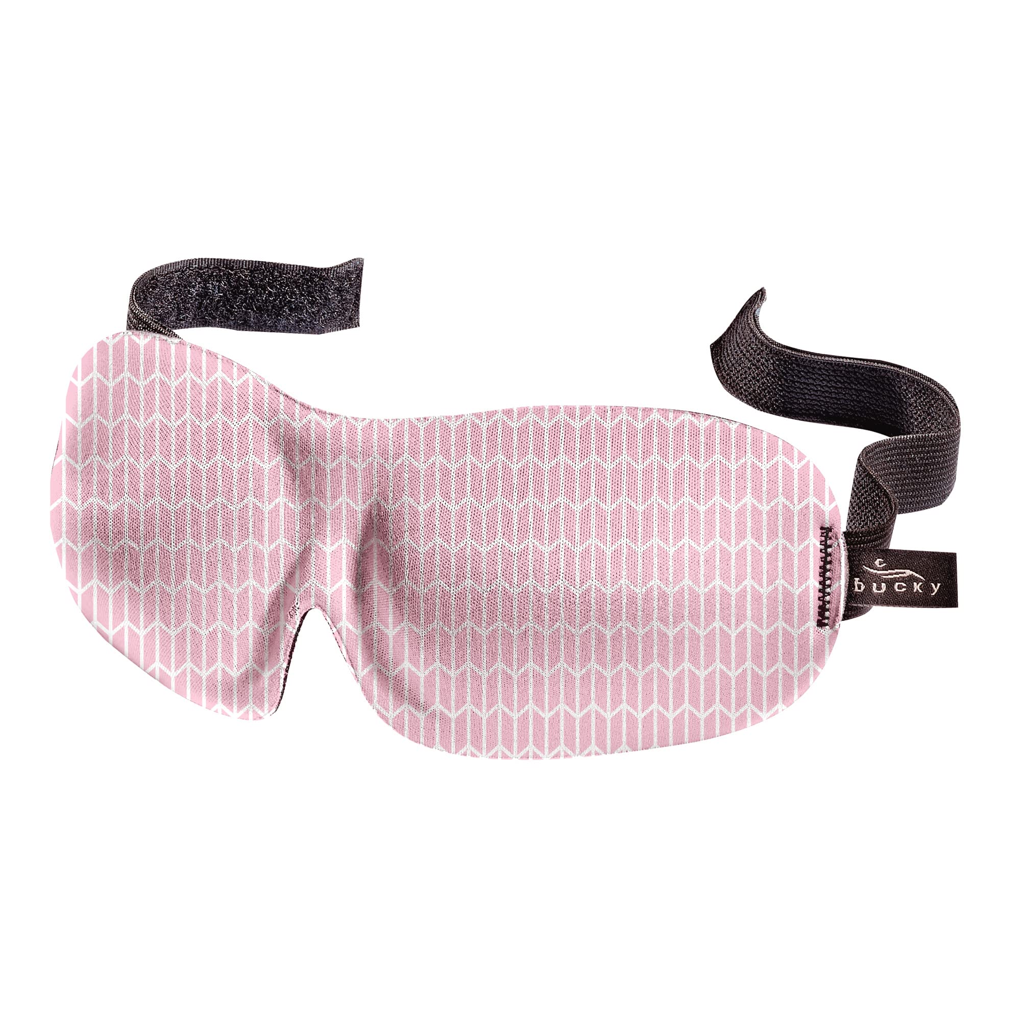 Bucky 40 Blinks: máscara ocular sin presión en rosa chevron para dormir y viajar