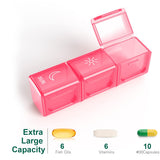 BUG HULL capacidad amplia para vitaminas y suplementos semanales.