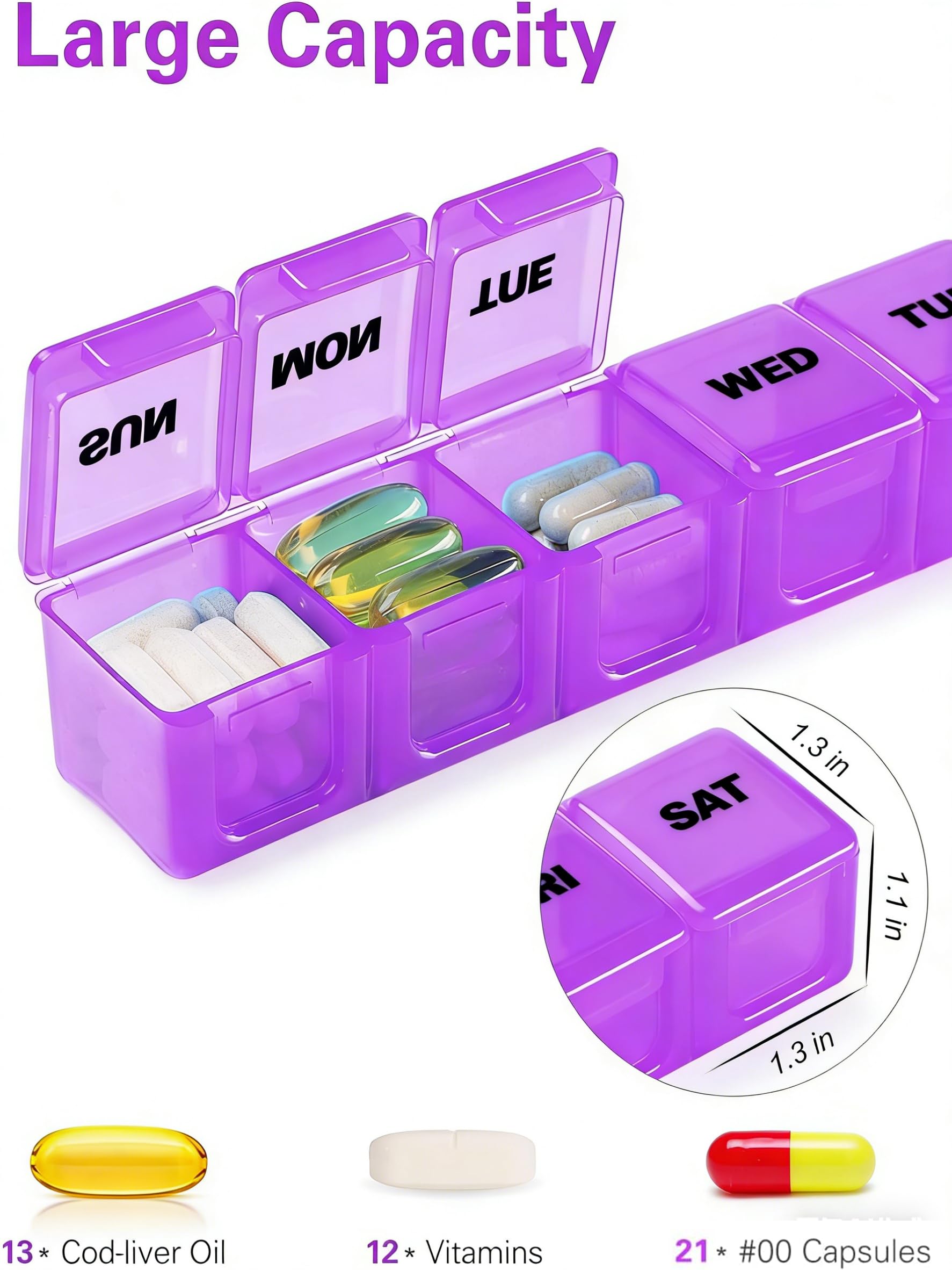 BUG HULL juego de dos organizadores grandes, perfectos para medicación diaria.