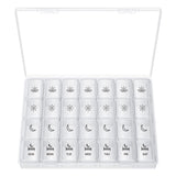 BUG HULL organizador pastillas XL, vista frontal y gran capacidad semanal.