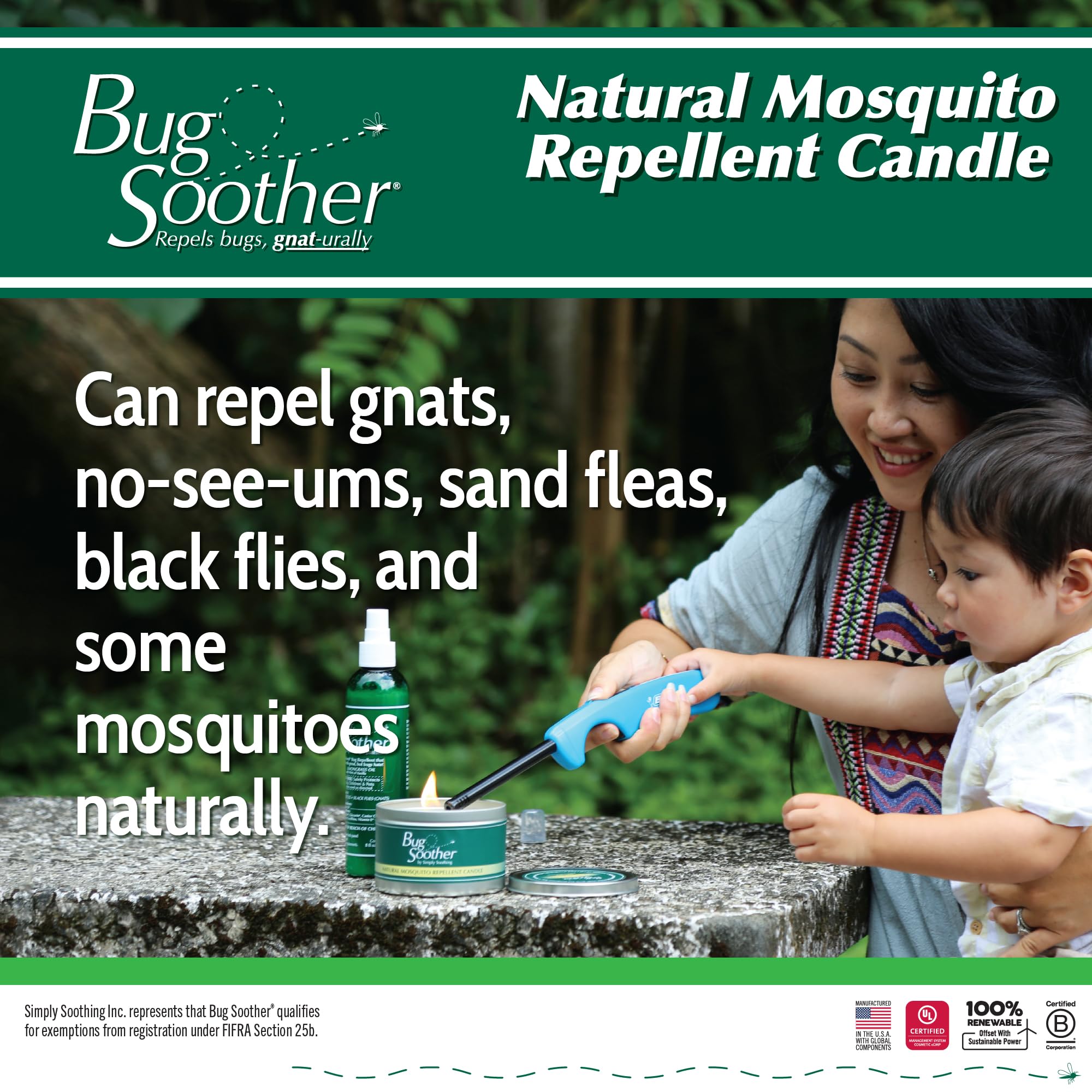 Conjunto de dos velas Bug Soother, ideal para reuniones al exterior.