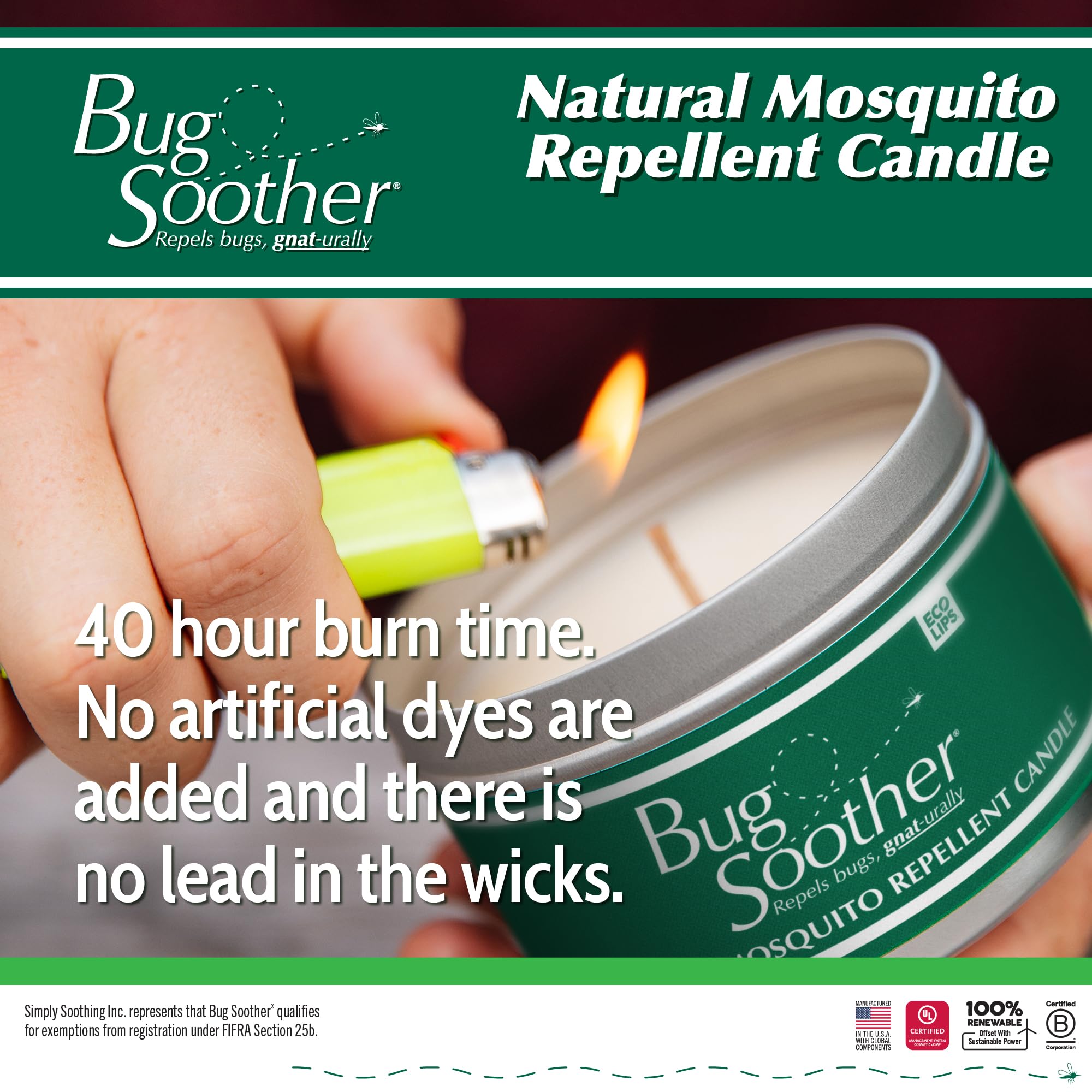 Vela Bug Soother para picnic al aire libre, ambiente agradable y menos insectos.