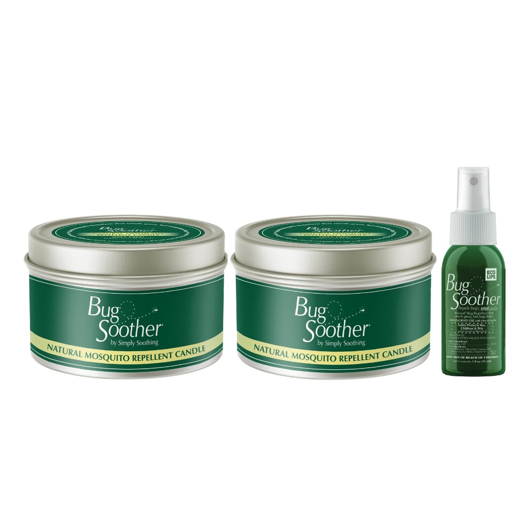Vela Bug Soother repelente natural para exterior con citronela y vainilla.