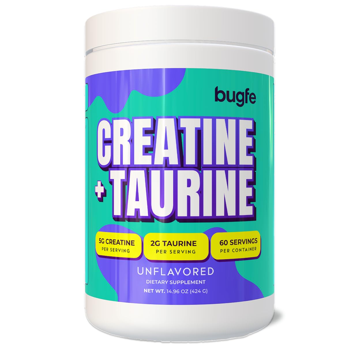Bugfe Creatina con Taurina, envase de 60 porciones para mayor fuerza