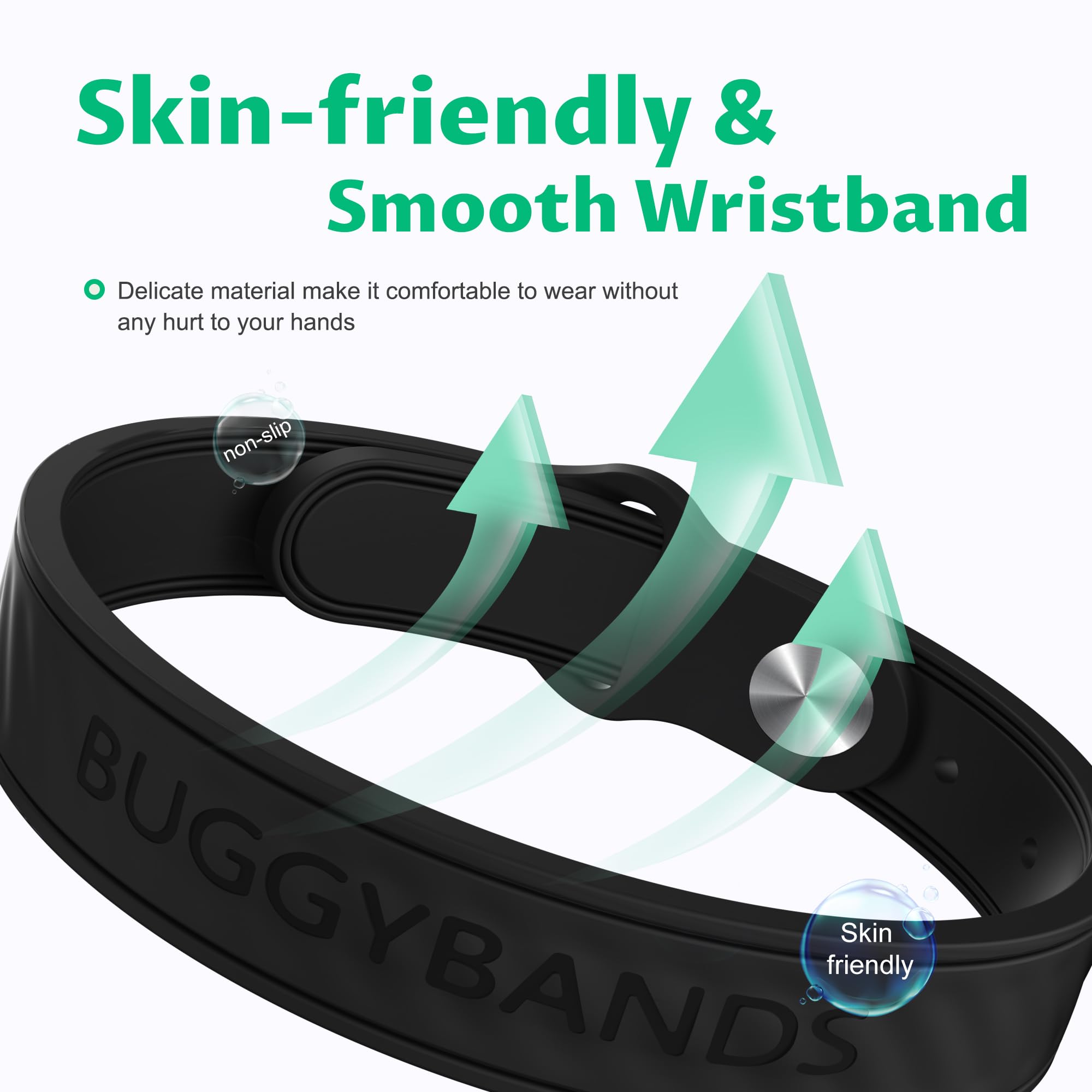 Ajuste con broches de BuggyBands para diferentes tallas.