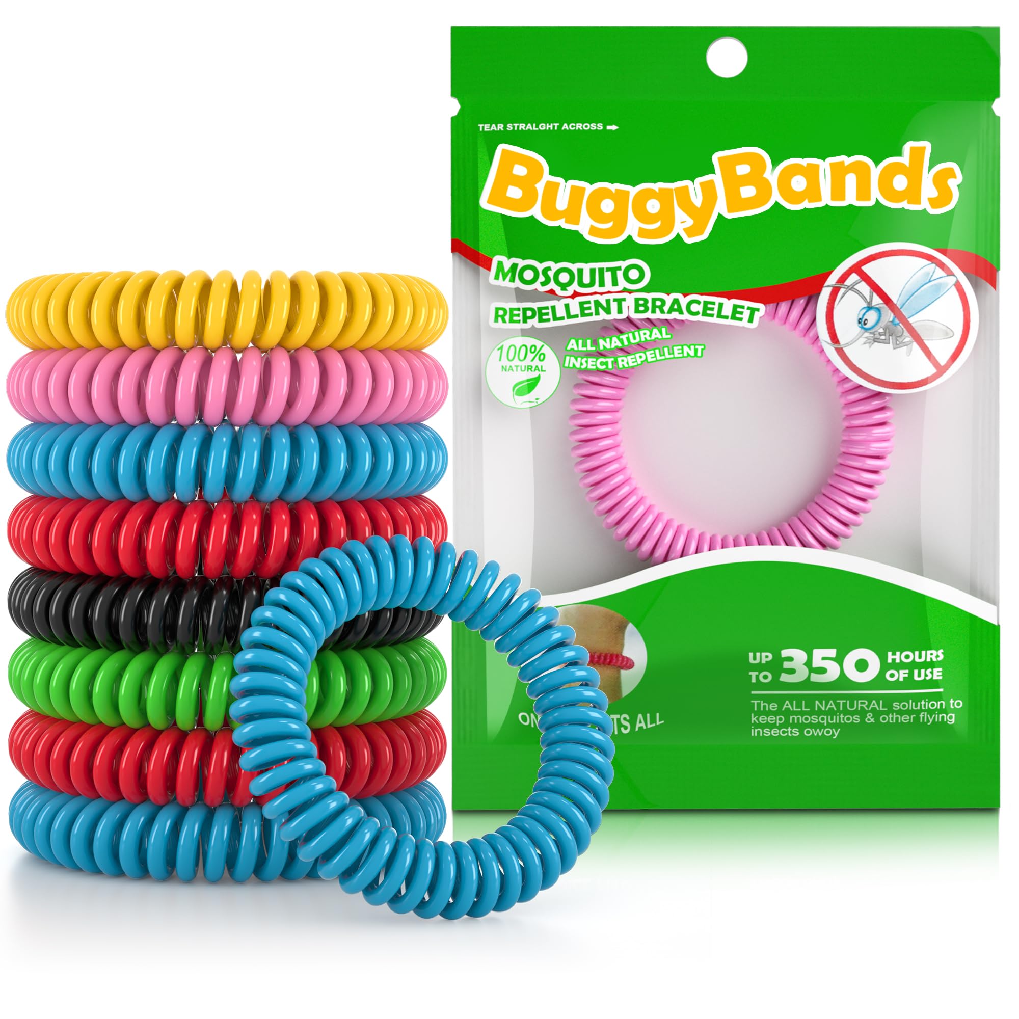 Pulsera antimosquitos BuggyBands para adultos, protección ligera para exteriores.