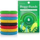 Pulseras BuggyBands antimosquitos 12-pack para exteriores.