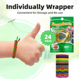 Pulseras BuggyBands envueltas individualmente para almacenamiento y reutilización