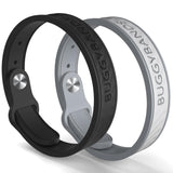 BuggyBands pulseras repelentes mosquitos 2-pack negro gris para toda la familia.