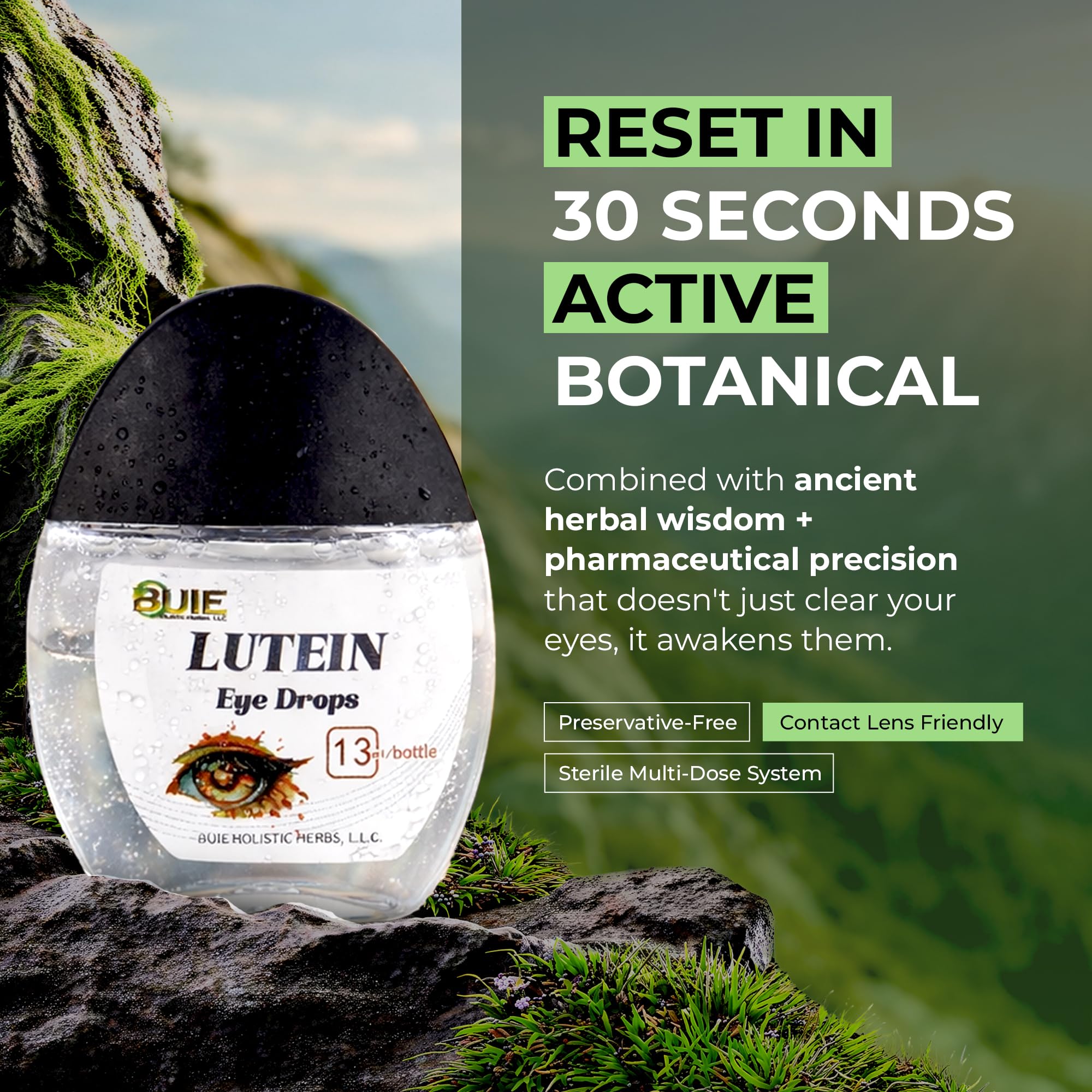 Etiqueta BUIE resalta ingredientes botánicos para bienestar ocular