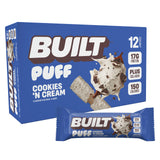 BUILT Bar Puff galleta crema: snack proteico para energía durante el entrenamiento.