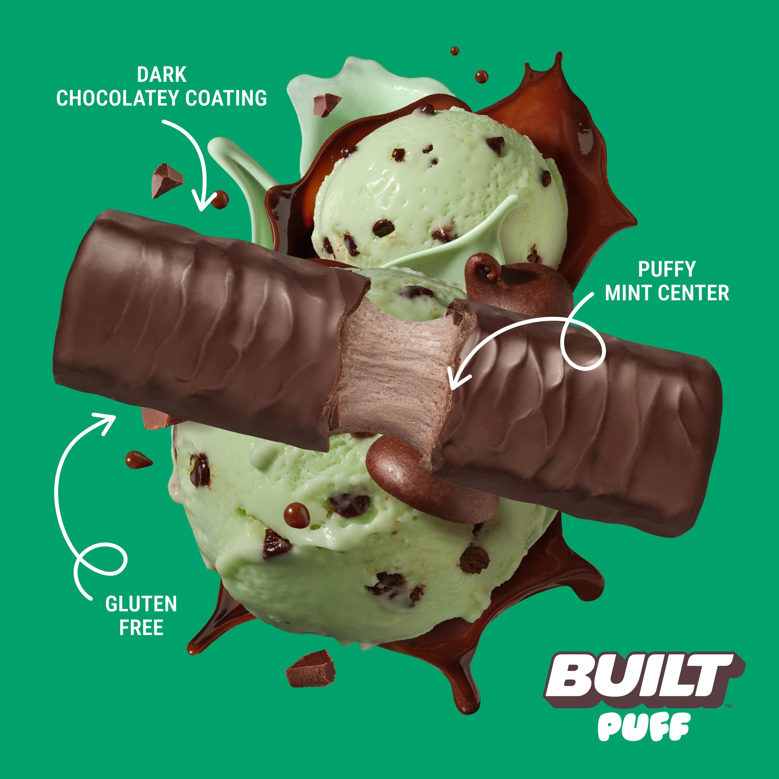 Built Bar Puff Textura suave de menta sin regusto amargo.