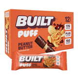 Built Bar Puffs barrita mantequilla de maní textura esponjosa para snack previo entrenamiento.