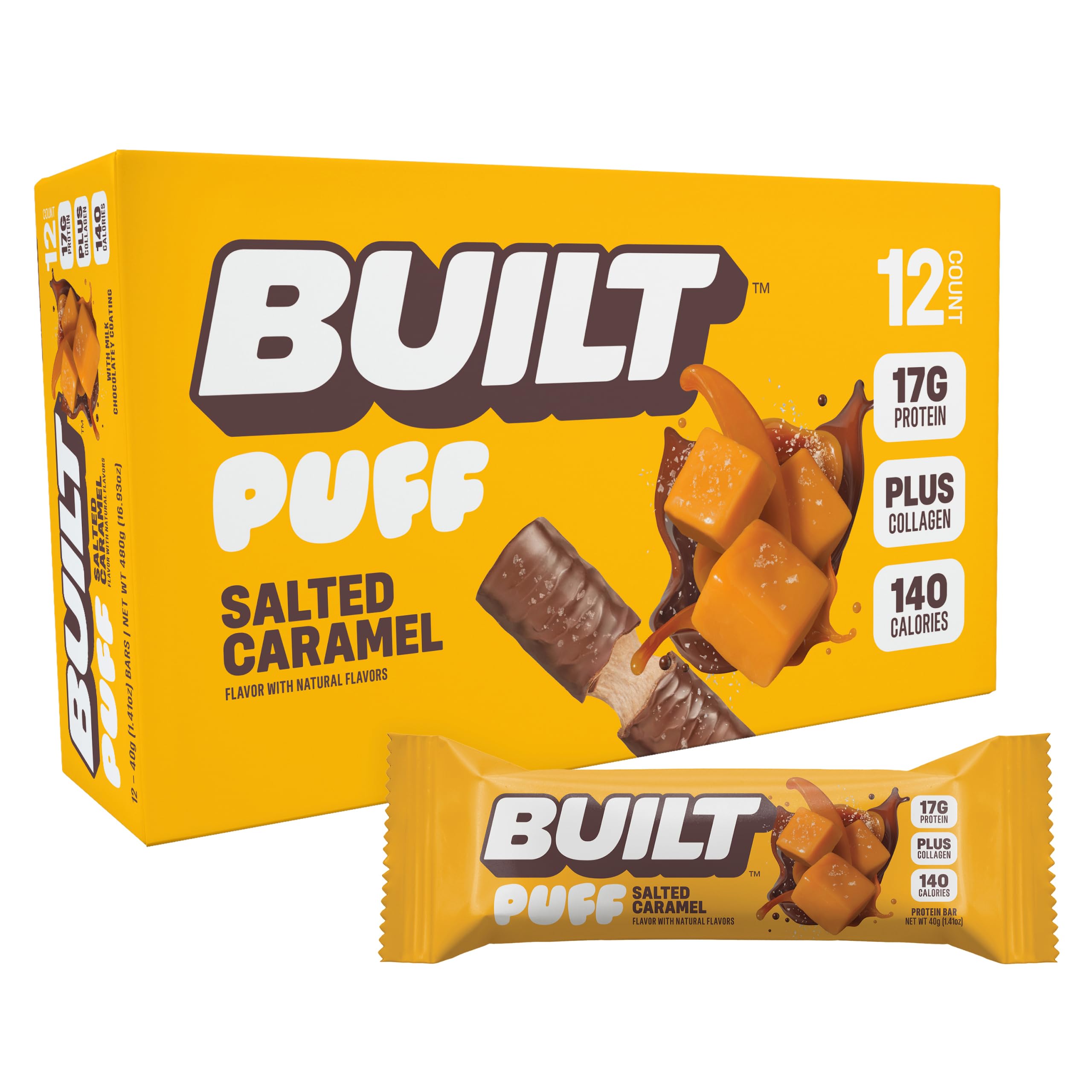 Built Bar Puffs Caramelo Salado: snack proteico para energía diaria