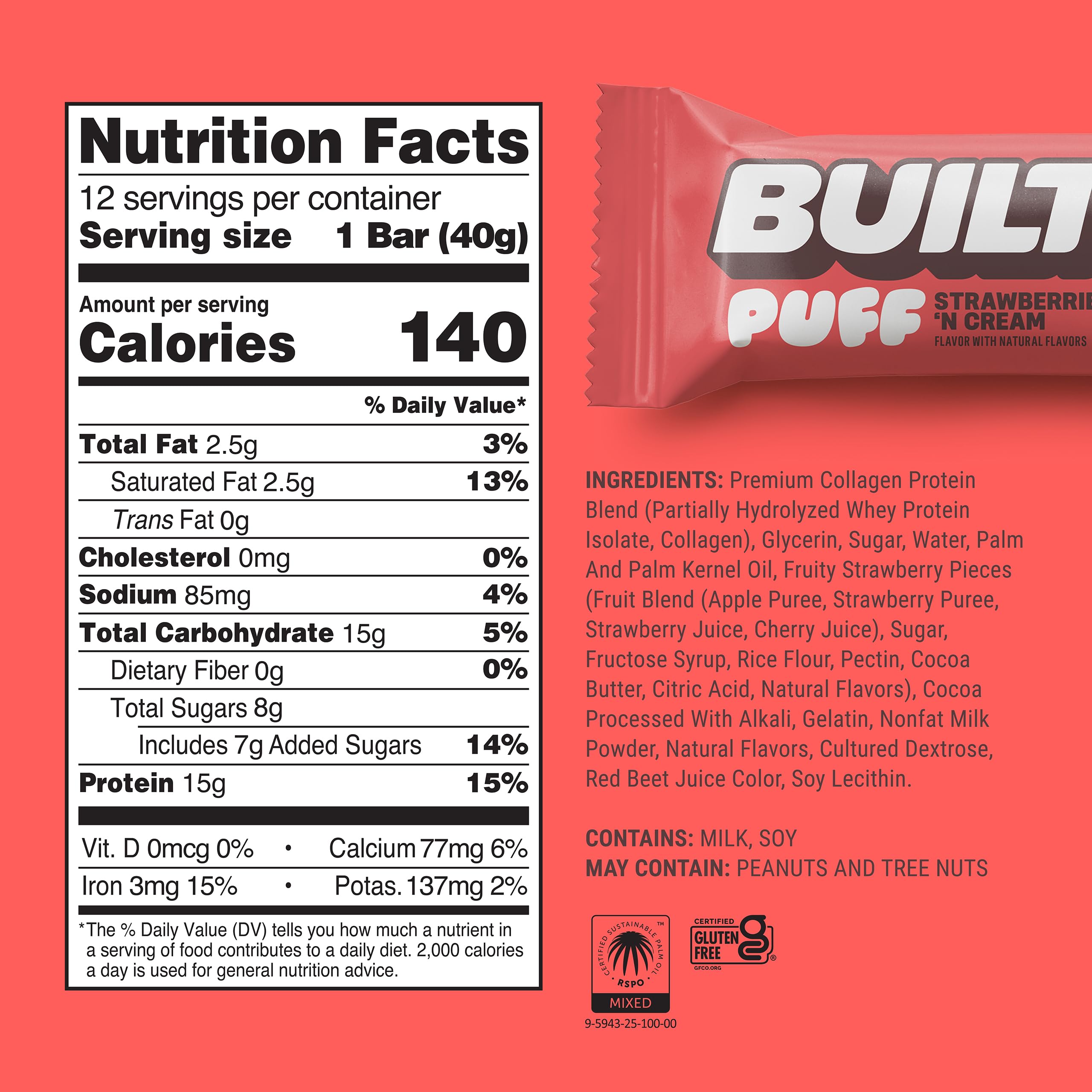 Built Bar Puffs con 15 g de proteína, apoyo diario para energía sostenida