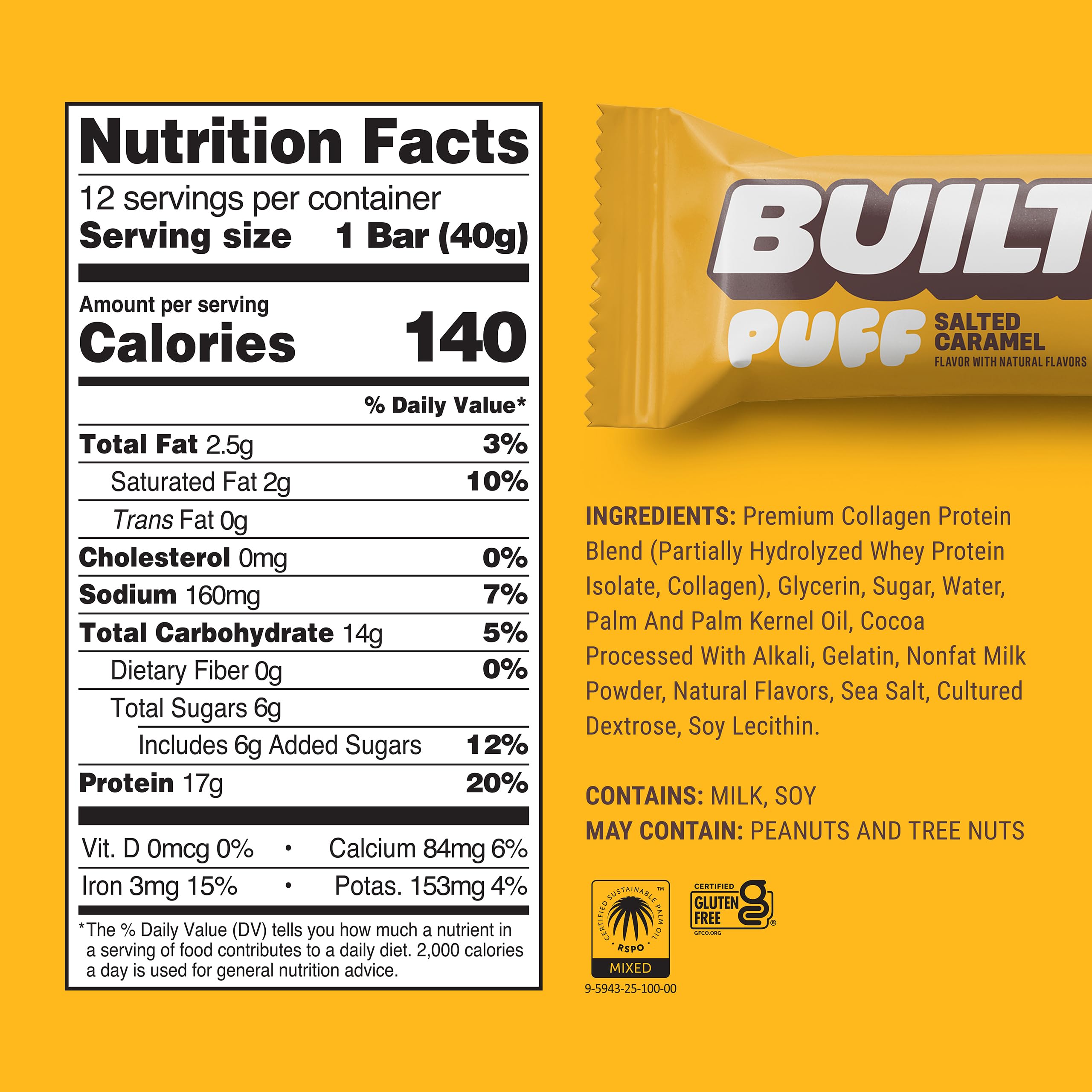 Built Bar Puffs Proteína 17 g: impulso rápido para tus entrenamientos