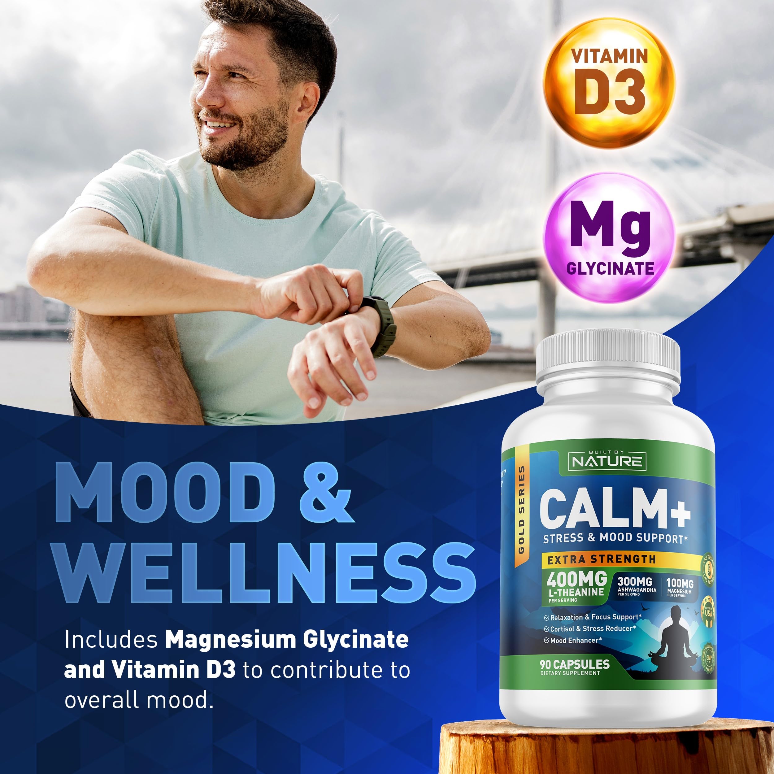 Built by Nature Calm+ caja exterior permite identificar beneficios clave